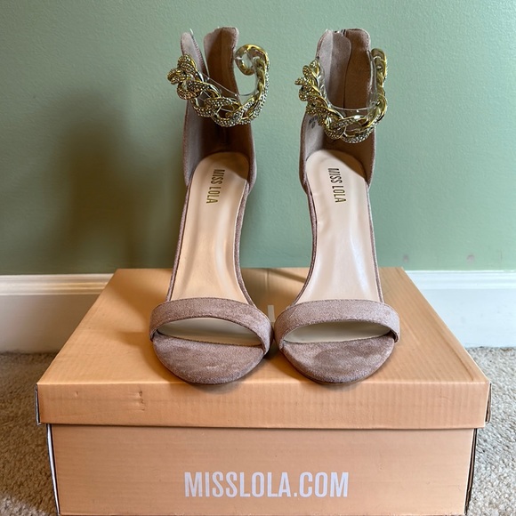 Miss Lola Shoes Nwot Miss Lola Gold Chain And Pink Stiletto Heels